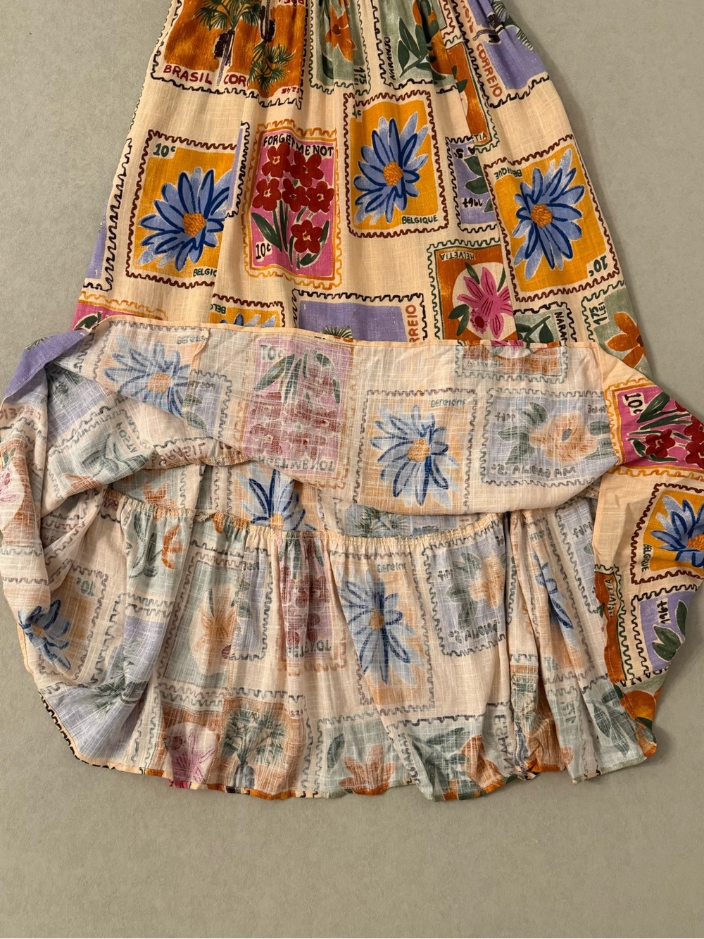 Paper Heart Anthropologie Linen Blend Floral Plant Stamped Maxi Dress Size S - Picture 12 of 17